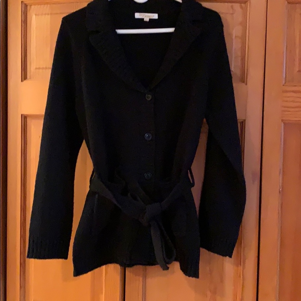 Black button down tie sweater